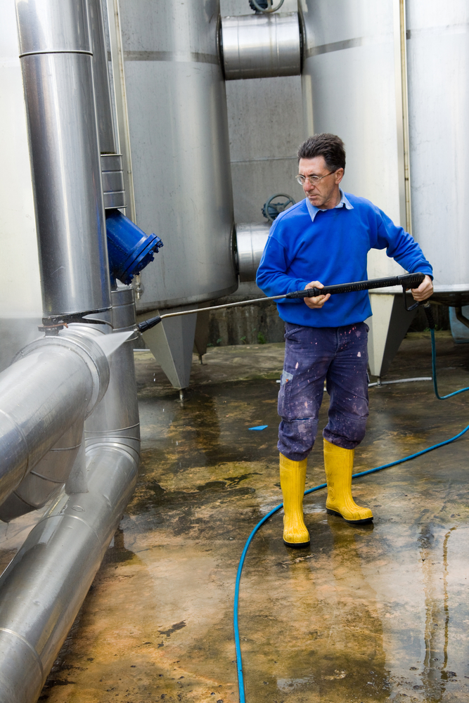 industrial cleaning equipment worker